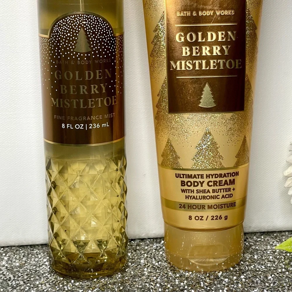 Bath and Body Works Golden Berry Mistletoe Body Care Gift Set Nwt